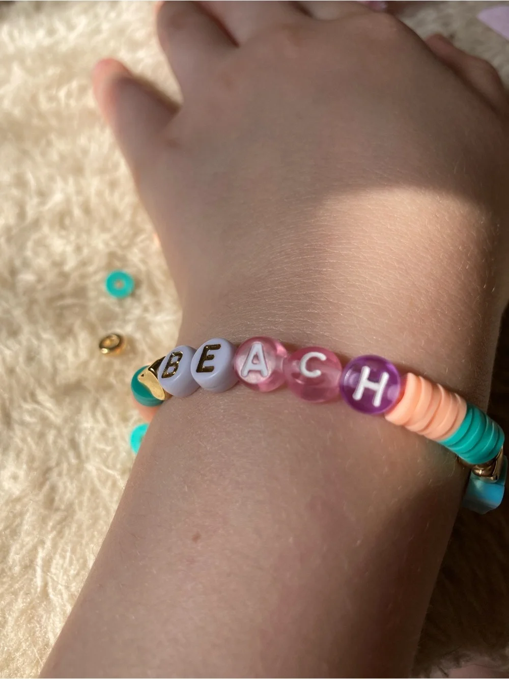 Kids Pastel Watermelon Letter Bead Bracelet - Multi
